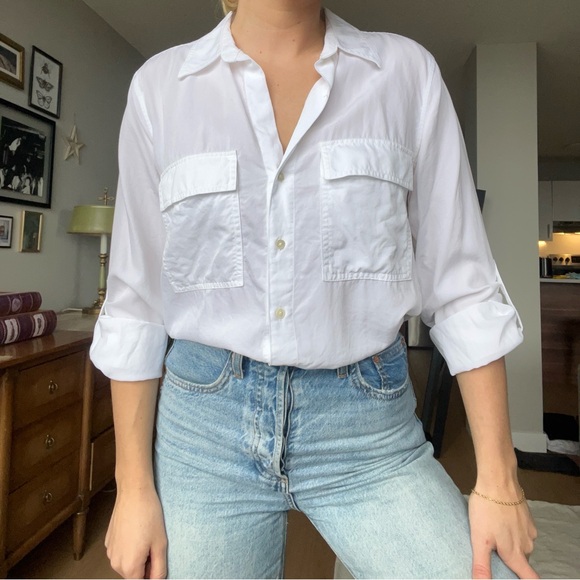 Babaton Button-Up Utility Blouse in White - Picture 3 of 8